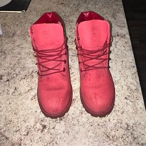 Red Timberland Boots- Big Kids Size 6